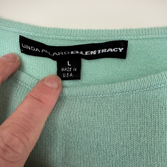 Vintage Linda Allard Ellen Tracy Mint Green Sleeveless Cashmere Shell / Lg - Picture 2 of 8